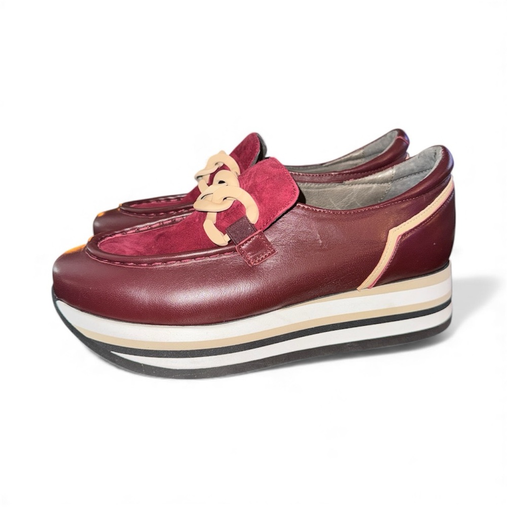 Softwaves Cloe Burgundy Platform Loafers